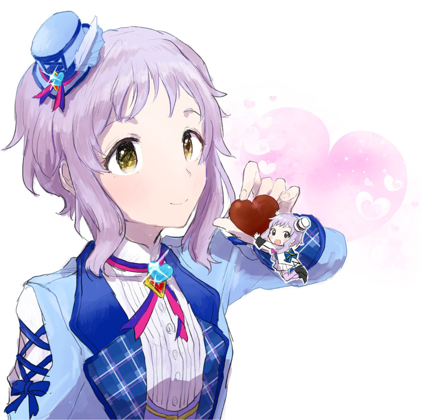 2girls, :o, black_footwear, blue_headwear, blue_jacket, buttons, candy, chocolate