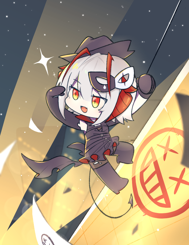+_+, 10_(xknn5488), 1girl, :d, ambience_synesthesia, antennae, arknights, asymmetrical_gloves