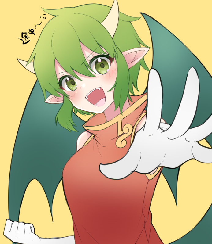 1girl, china_dress, chinese_clothes, clenched_hand, draco_centauros, dragon_girl, dragon_tail, dragon_wings