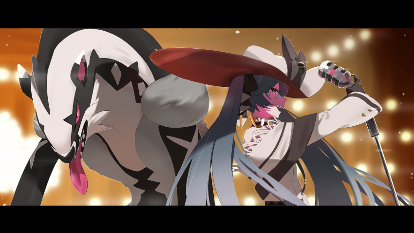 1girl, absurdres, black_bow, black_gloves, black_ribbon, blue_hair, bow, colored_sclera