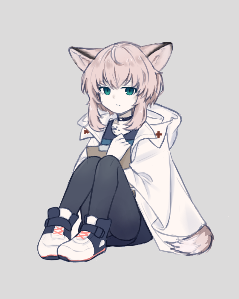 10_(xknn5488), 1girl, animal_ears, arknights, black_choker, black_pantyhose, black_skirt, blue_eyes