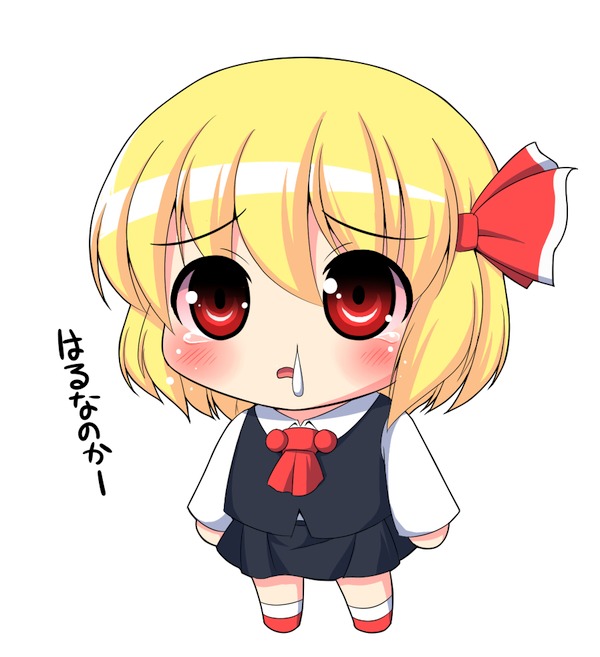 bad_id, blonde_hair, chibi, hair_ribbon, is_that_so, kyokutou_hentai_samurai, nose_drip, red_eyes