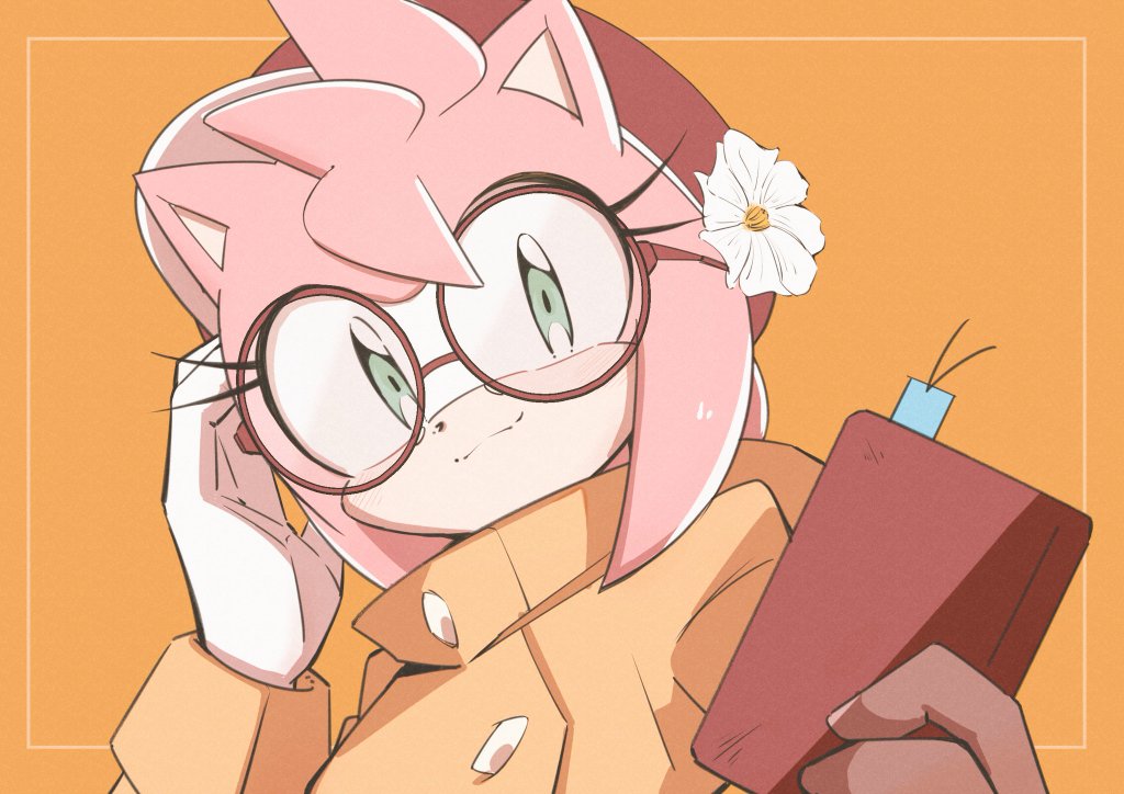 ahoge, amy_rose, animal_ears, book, coat, flower, furry, furry_female