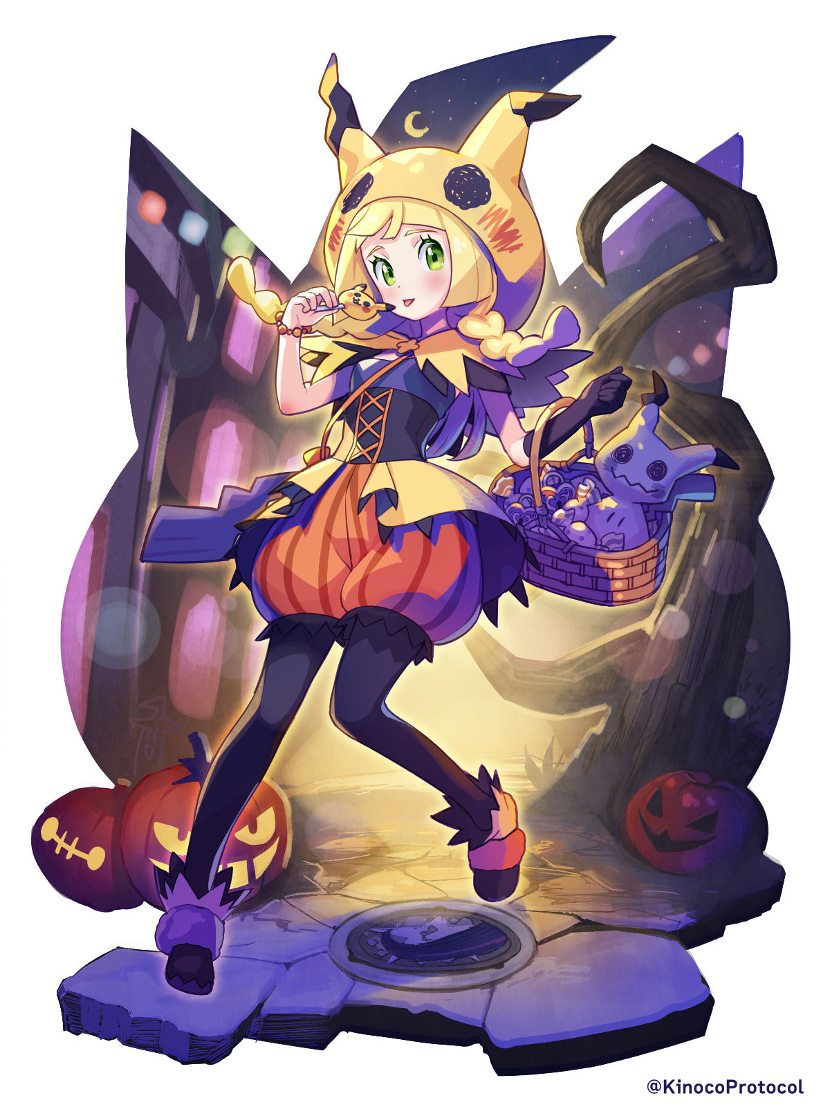 1girl, acerola_(fall_2020)_(pokemon), acerola_(pokemon), acerola_(pokemon)_(cosplay), bag, basket, bead_bracelet, beads