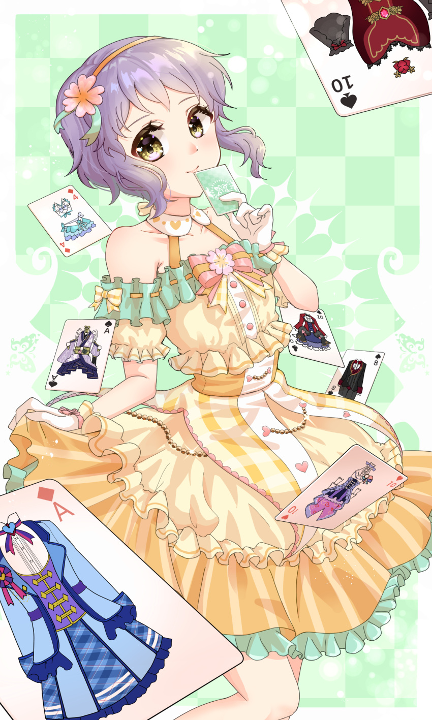 1girl, absurdres, ace_(playing_card), ace_of_diamonds, ace_of_spades, bow, bowtie, buttons