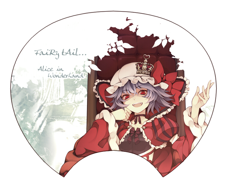 alice_in_wonderland, alternate_costume, crown, hands, hat, jungetsu_hoko, purple_hair, red_eyes
