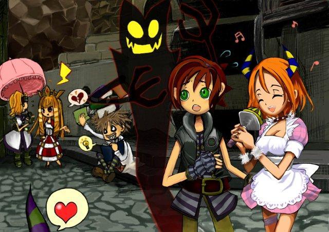 boku_to_maou, brown_hair, green_eyes, gutten_kisling, linda_(boku_to_maou), linda_(okage), lord_stanley_hihat_trinidad_xiv, okage_shadow_king, orange_hair, princess_marlene, rosaly, rosalyn, umbrella