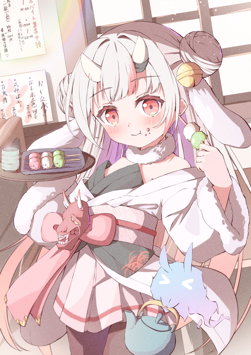 1girl, absurdres, animal_ears, bell, black_panties, blush, blush_stickers, closed_mouth