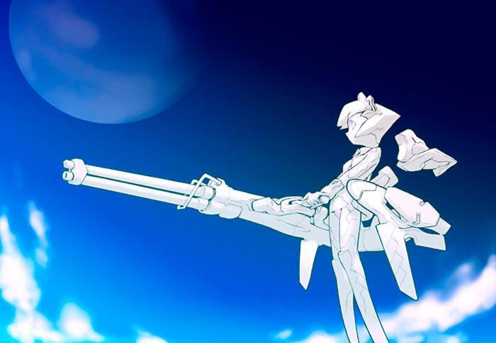 blade_(artist), blade_(lovewn), caseal, flat_chest, gun, moon, phantasy_star, phantasy_star_online
