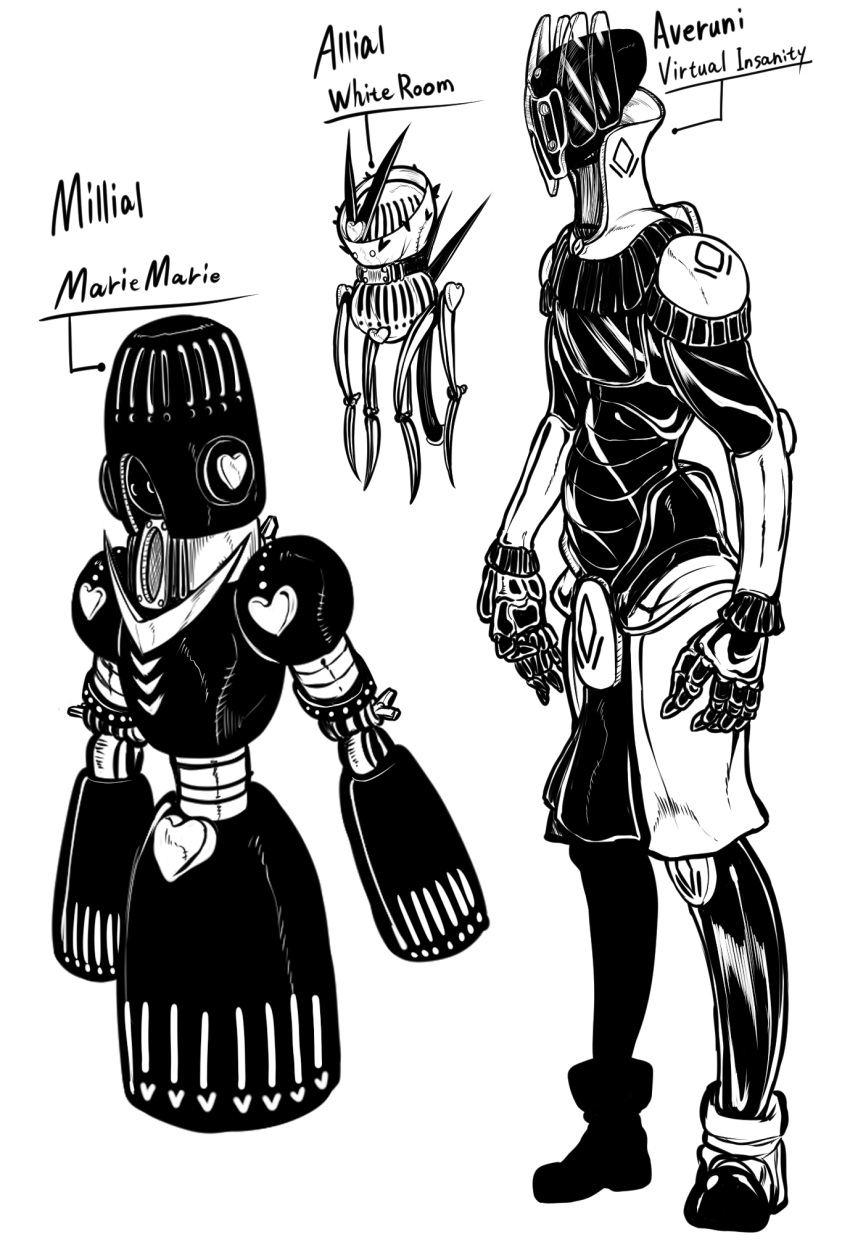 3others, allial_(coefont), arm_cannon, arms_at_sides, averuni_(coefont), boots, character_name, coefont