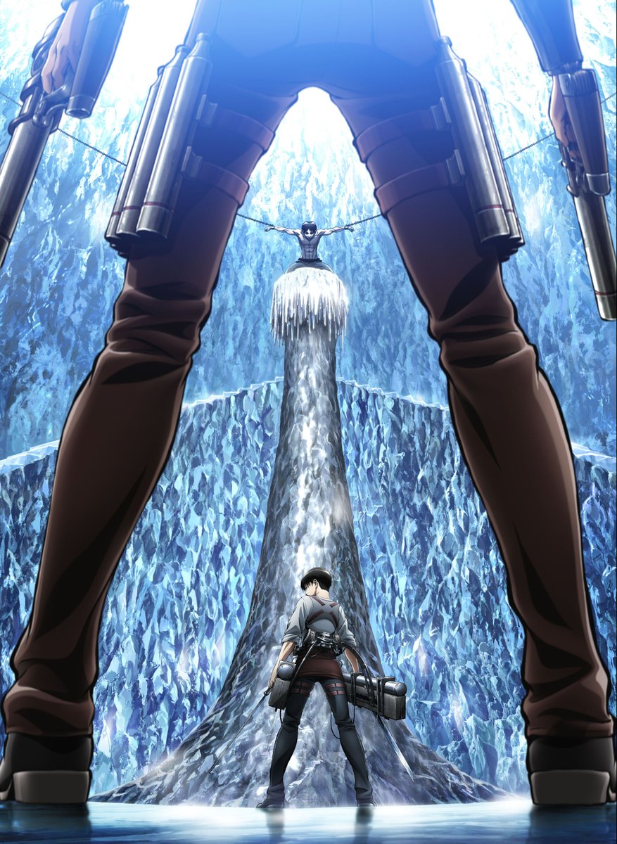 3boys, black_hair, bound, brown_hair, dual_wielding, duel, eren_yeager, from_below
