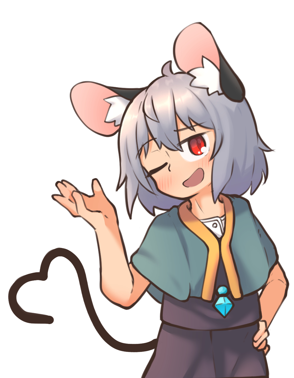 1girl, animal_ear_fluff, animal_ears, blue_capelet, blush, capelet, commentary_request, cowboy_shot