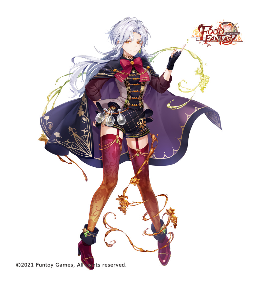 1girl, ankle_boots, black_cape, black_gloves, black_shorts, blue_hair, boots, bow