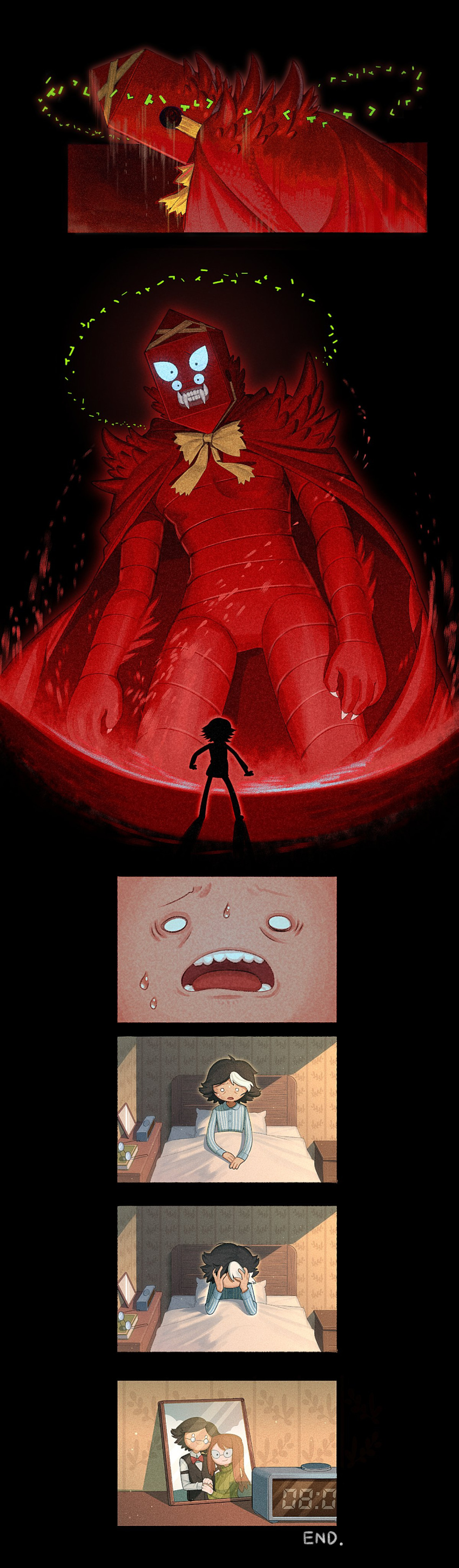 1boy, 1girl, absurdres, adventure_time:_fionna_and_cake, bag_under_clothes, bed_sheet, betty_grof, blue_eyes