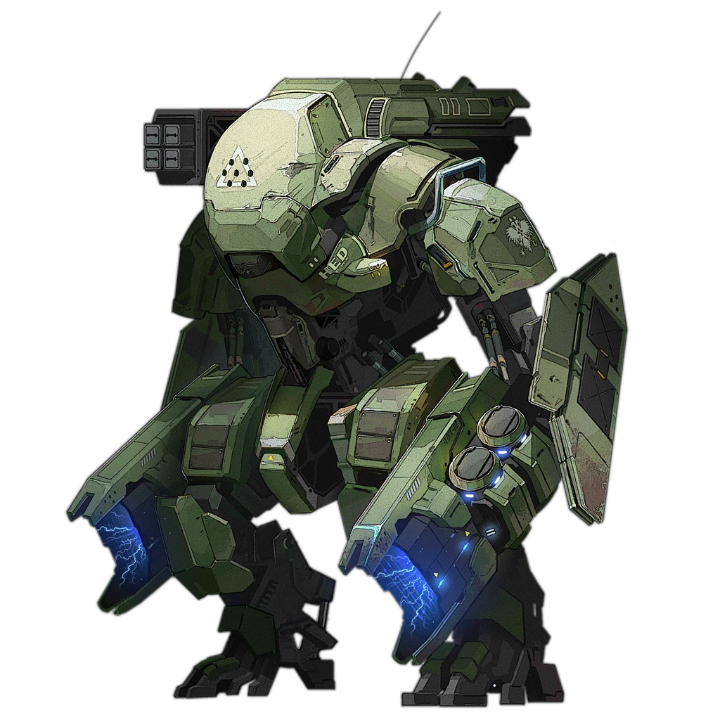 arm_cannon, arm_shield, artist_request, dual_arm_cannons, electricity, girls_frontline, green_armor, kcco_(girls'_frontline)