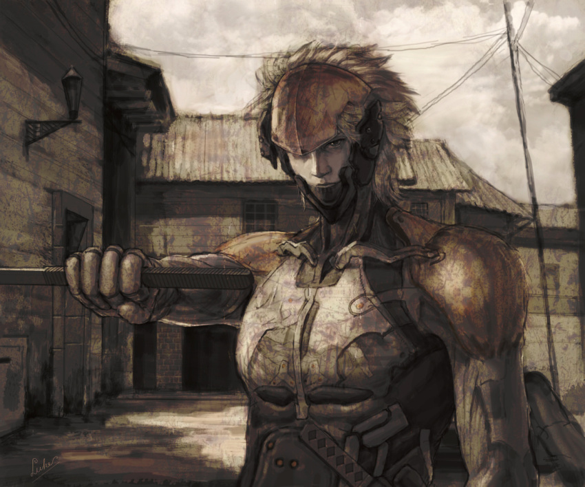 faux_traditional_media, luke_(artist), luke_uehara, metal_gear, metal_gear_solid, raiden, sword, weapon