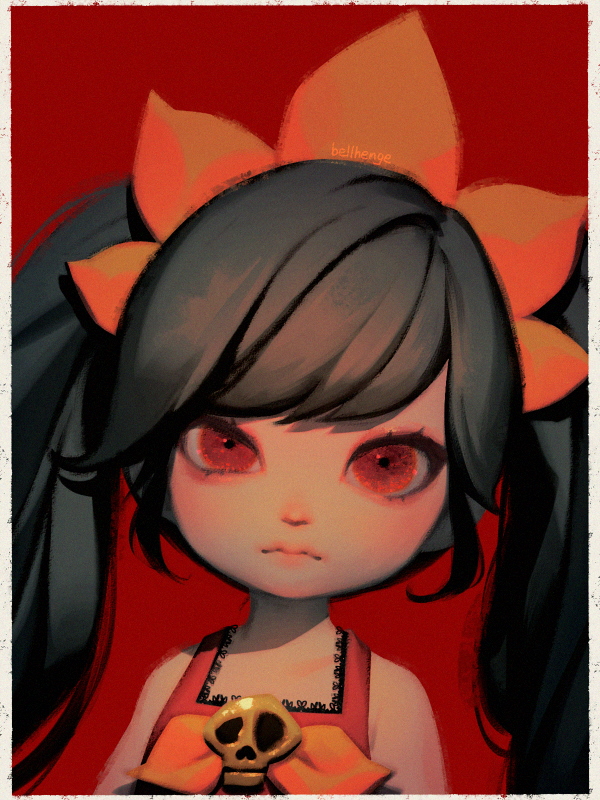 1girl, alternate_costume, artist_name, ashley_(warioware), bare_shoulders, bellhenge, black_hair, border