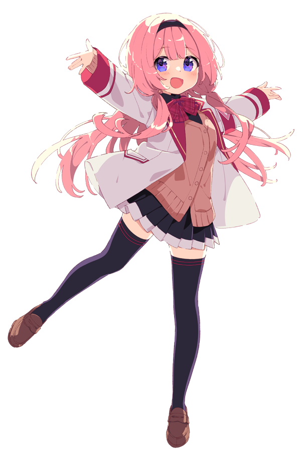 1girl, :d, armband, black_hairband, black_shirt, black_skirt, black_thighhighs, blush