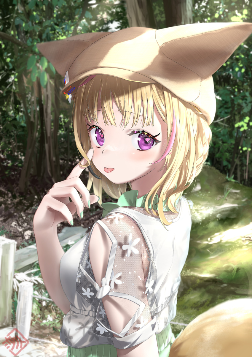 1girl, absurdres, blonde_hair, blouse, blunt_bangs, braid, breasts, brown_headwear