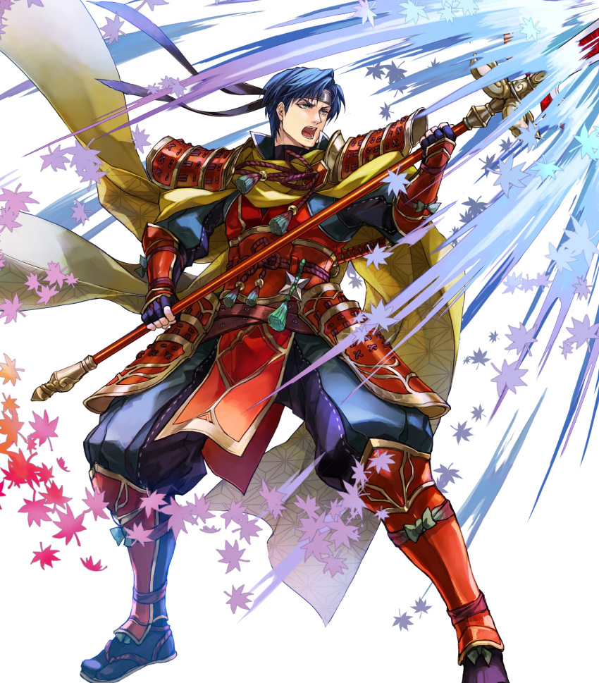1boy, armor, attack, black_gloves, black_hair, cape, fingerless_gloves, fire_emblem