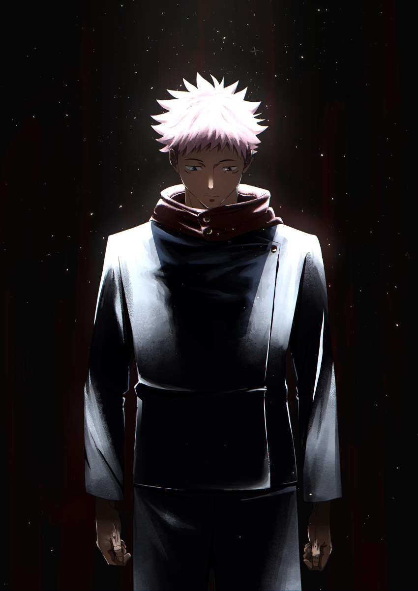 1boy, absurdres, black_eyes, commentary_request, ebata_kyouhei, frown, head_down, highres