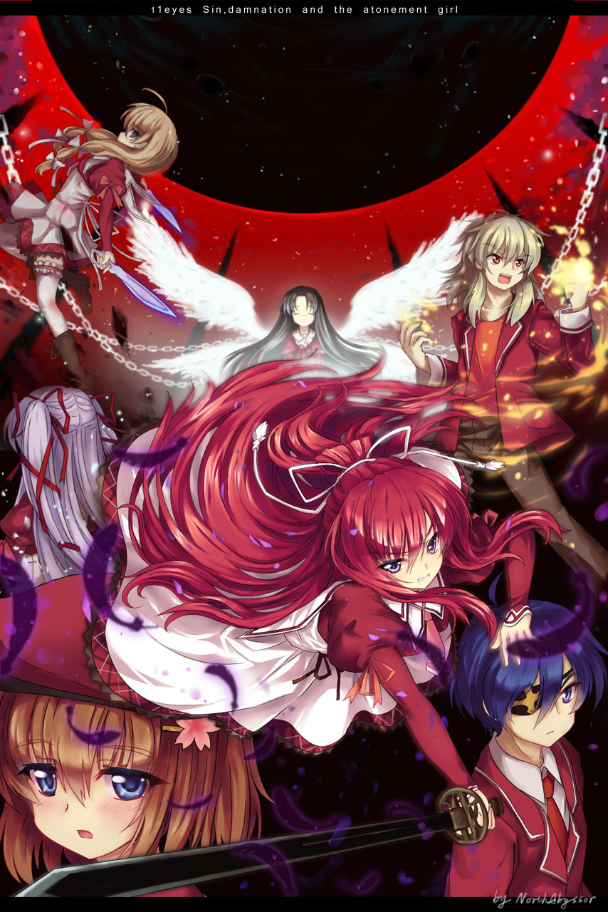 abyss_of_parliament, chain, eyepatch, hair_ribbon, highres, hirohana_yukiko, kusakabe_misuzu, long_hair