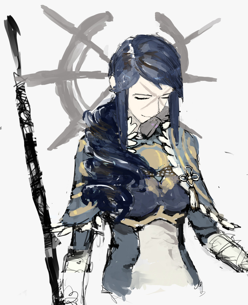 0noy, 1girl, absurdres, armor, blue_hair, closed_eyes, cross_scar, fire_emblem