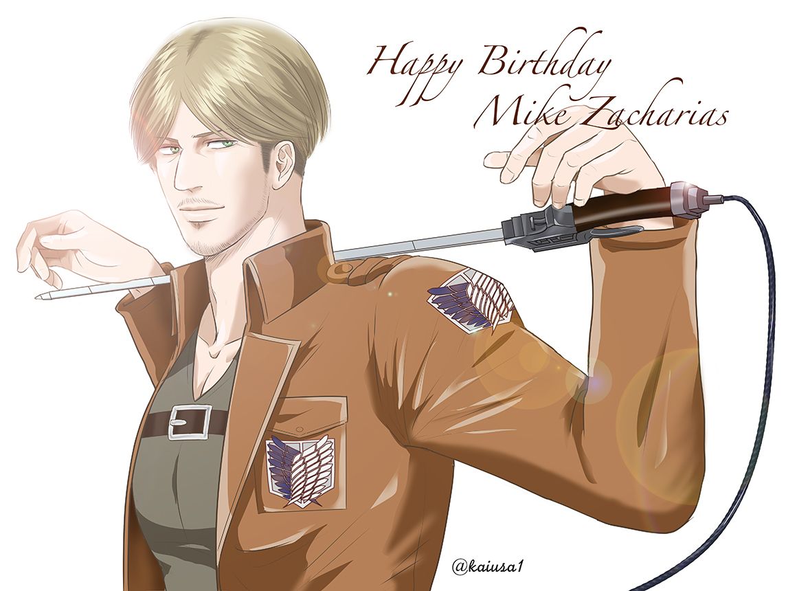 1boy, beard_stubble, birthday, blonde_hair, happy_birthday, holding, holding_behind_neck, holding_sword
