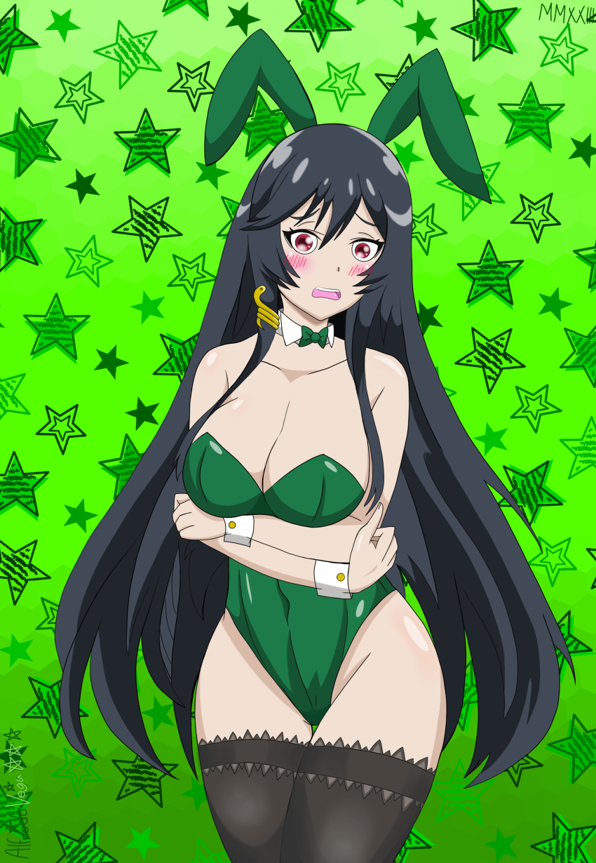 absurdres, animal_ears, black_hair, black_pantyhose, colored_skin, hajimete_no_gal, highres, kashii_yui