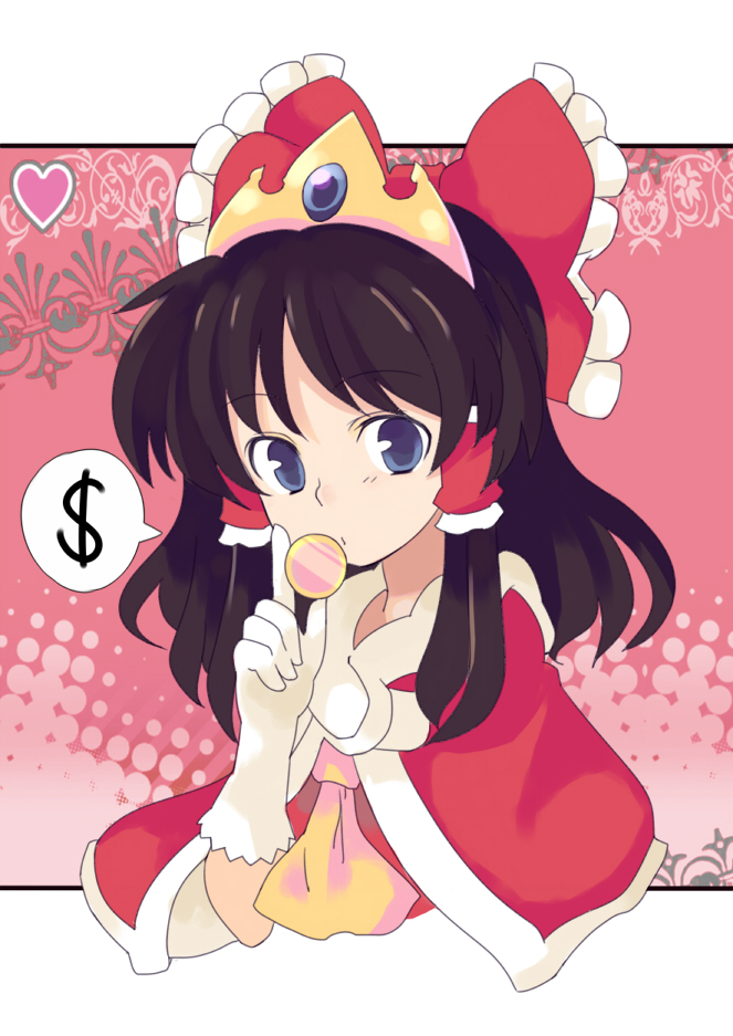 1girl, bad_id, blue_eyes, brown_hair, bust, cape, capelet, crown