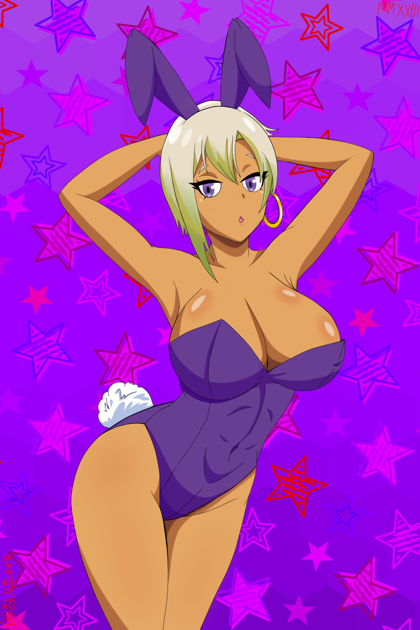 1girl, absurdres, alfredo_vega, animal_ears, blonde_hair, breasts, gyaru, hajimete_no_gal