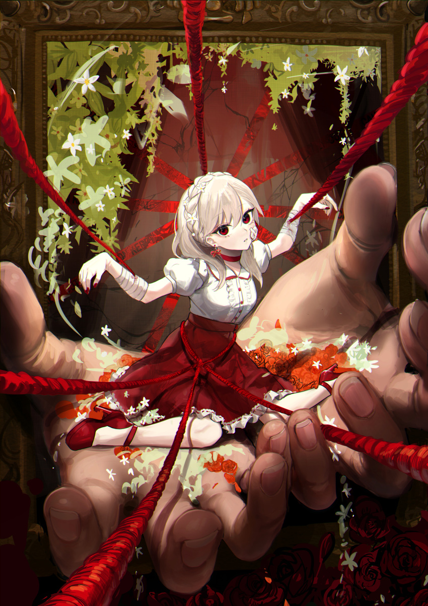 1girl, absurdres, aizuki_sui, bandaged_arm, bandages, braid, choker, crown_braid
