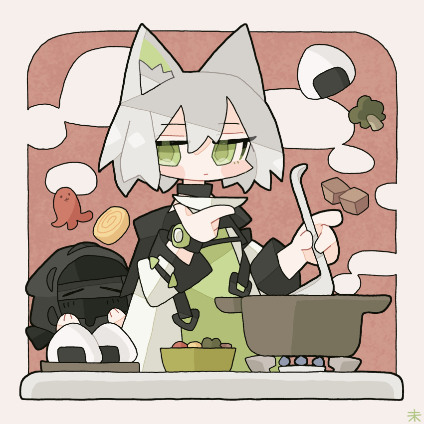 1girl, 1other, =_=, animal, animal_ear_fluff, animal_ears, arknights, black_hood