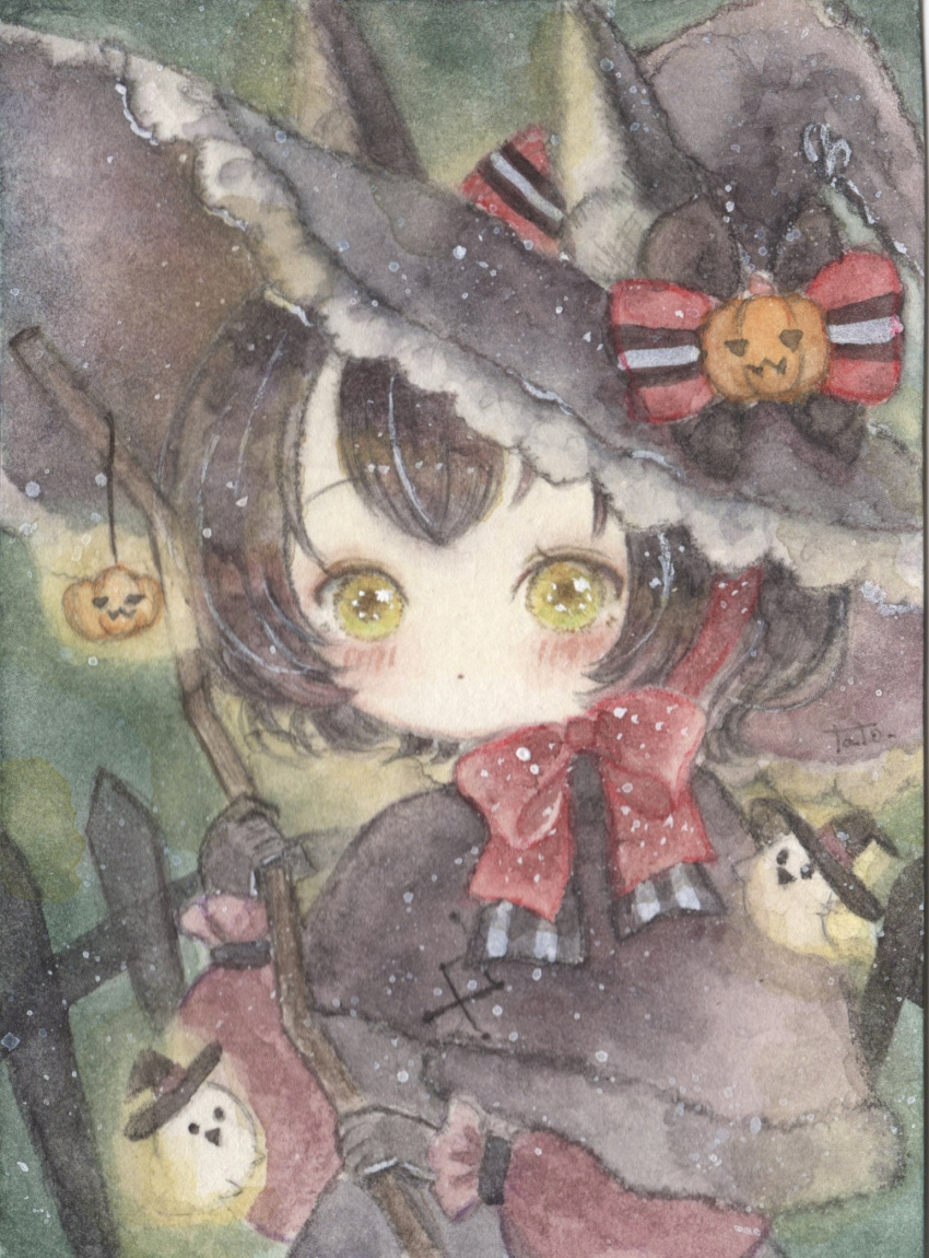 1girl, :o, animal_ears, black_bow, black_capelet, black_gloves, black_hair, black_headwear