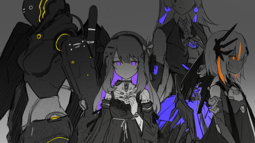 beizhi, character_request, choker, cinderelik_(punishing:_gray_raven), collared_shirt, cube_earrings, cyborg, detached_sleeves