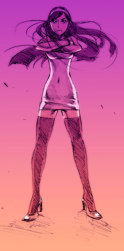 gif365, hairband, high_heels, kumashiro_maya, legs, seikimatsu_occult_gakuin, shoes, sketch, thigh-highs, thighhighs, zettai_ryouiki