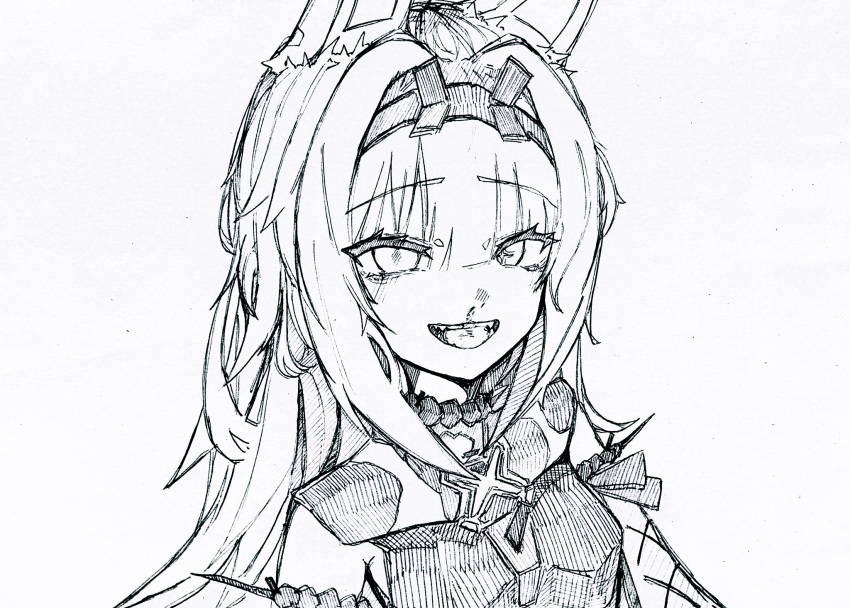 1girl, animal_ears, blood, detached_sleeves, dress, fake_animal_ears, hair_intakes, hairband