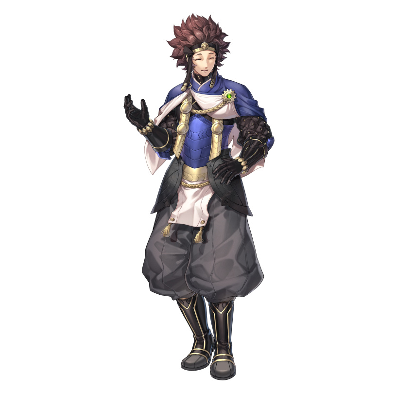 1boy, absurdres, azama_(fire_emblem), azama_(resplindent)_(fire_emblem), black_footwear, black_pants, boots, closed_mouth