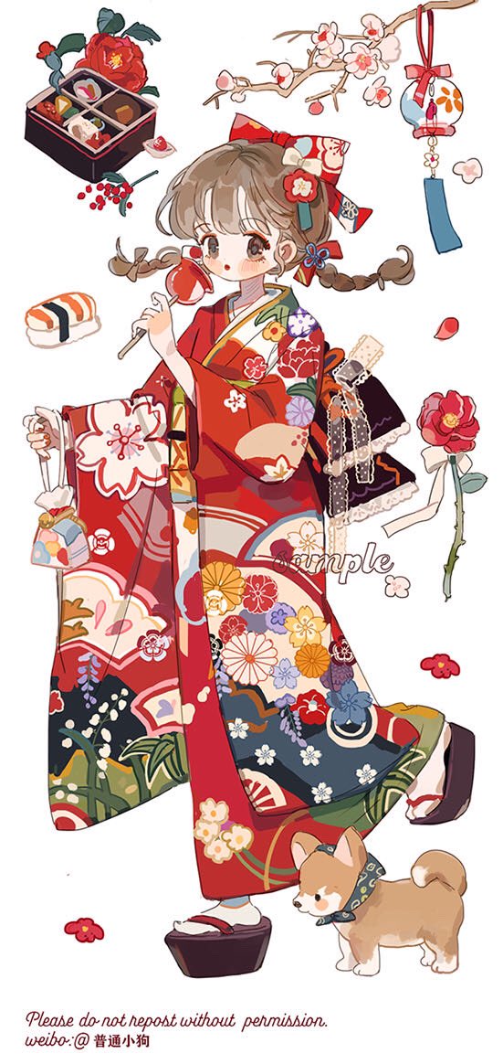 1girl, :o, bento, blush_stickers, bow, braid, branch, brown_bow