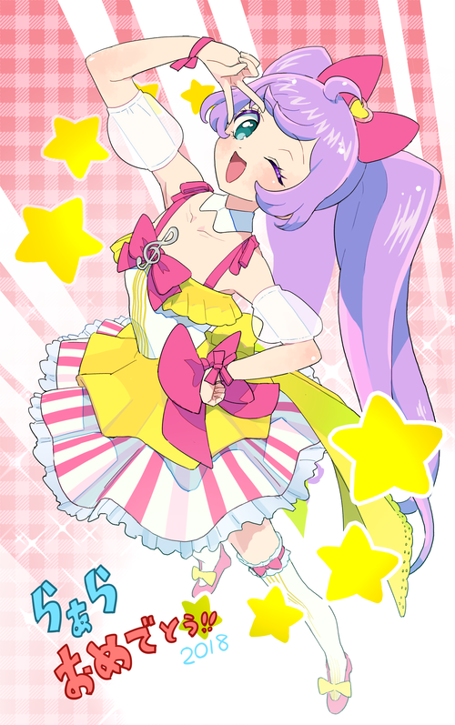 1girl, ;d, ahoge, aqua_eyes, bare_shoulders, blush, bow, character_name