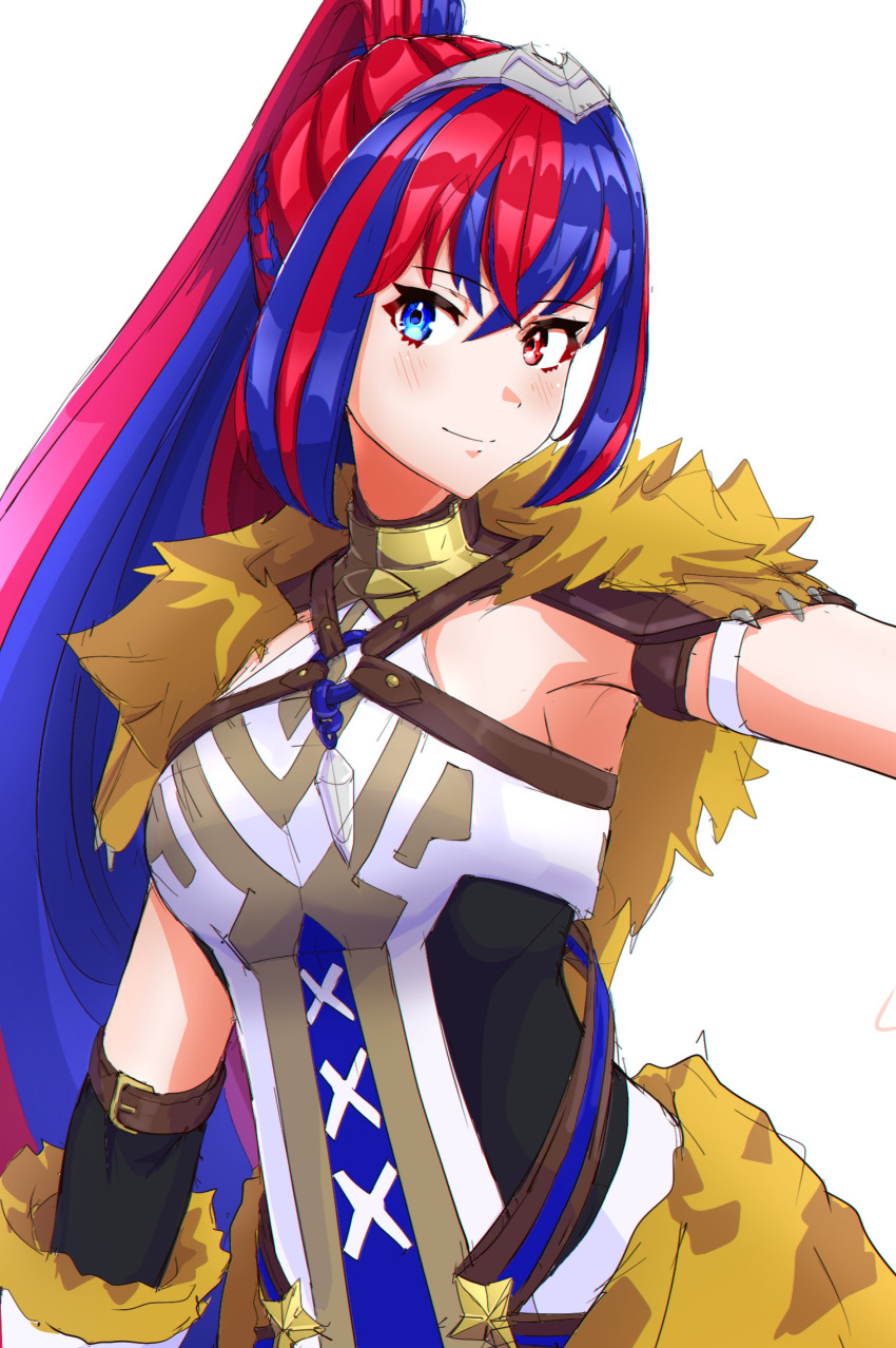 1girl, absurdres, alear_(female)_(fire_emblem), alear_(fire_emblem), blue_eyes, blue_hair, closed_mouth, detached_sleeves