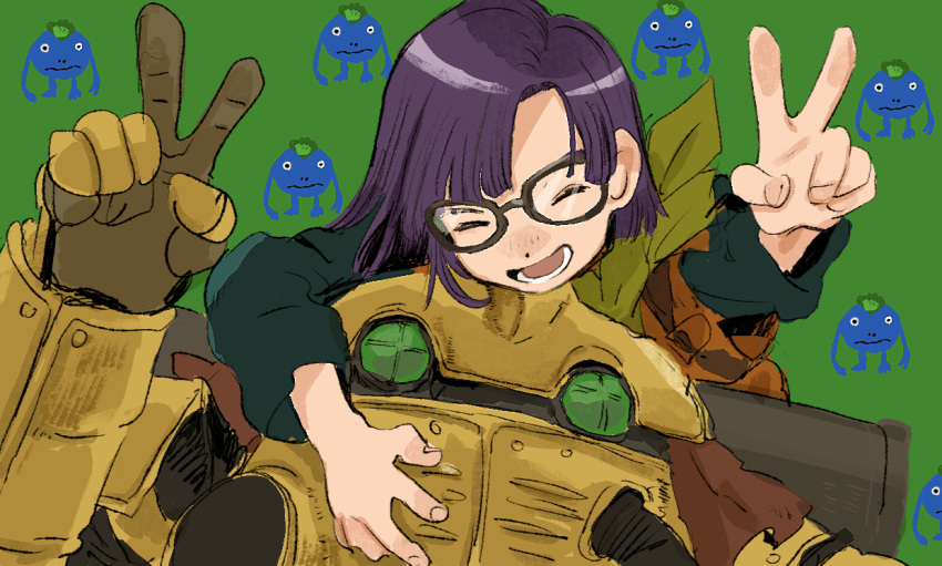 1girl, book, chrono_trigger, closed_mouth, copyright_name, cup, glasses, kebe6p