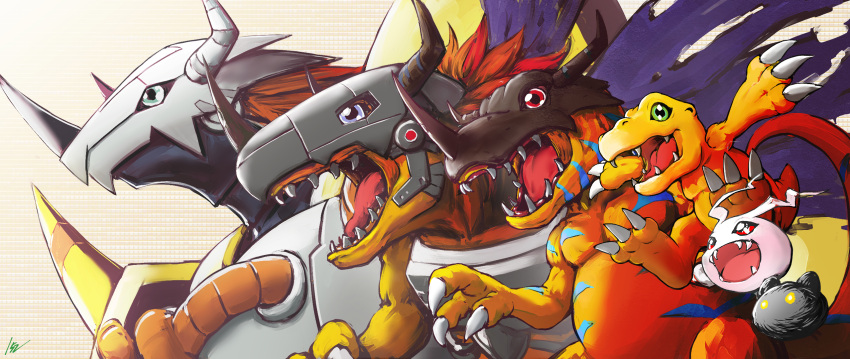 152_in_can, :d, agumon, armor, blue_eyes, botamon, digimon, digimon_(creature)