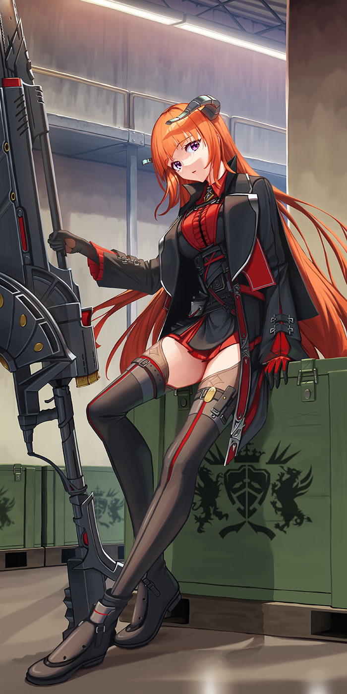 1girl, arknights, bagpipe_(arknights), bagpipe_(royal)_(arknights), black_coat, blunt_bangs, bowlp, coat