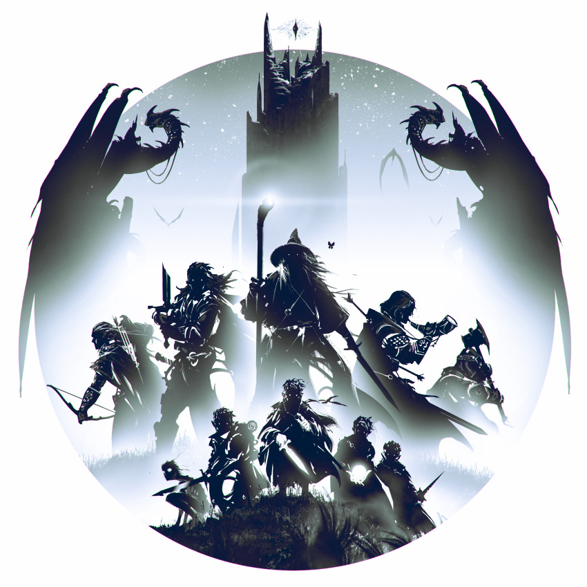 6+boys, absurdres, aragorn, axe, boromir, bow_(weapon), broken, broken_sword