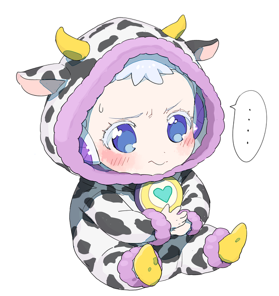 ..., 1girl, animal_costume, animal_ears, animal_print, baby, blue_eyes, blue_hair