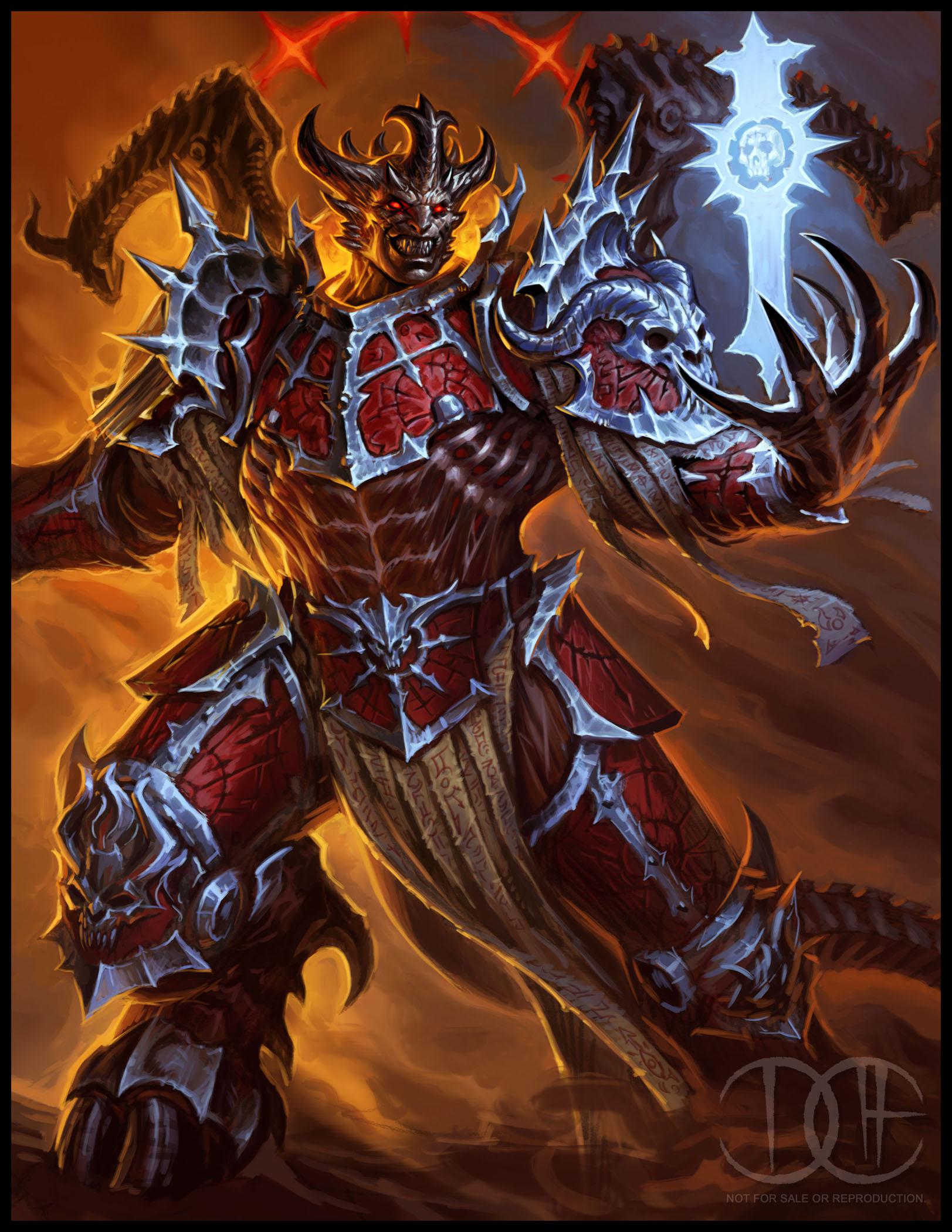 1boy, armor, armored_boots, boots, breastplate, david_haire, demon_horns, demon_primarch