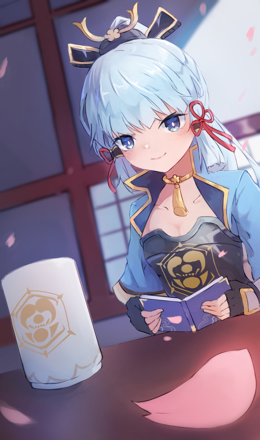 1girl, absurdres, armor, black_bow, blue_eyes, blue_skirt, blunt_bangs, blush
