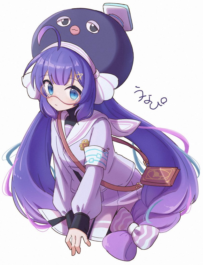 1girl, 7takada, ahoge, armband, blue_eyes, book_strap, bow, closed_mouth