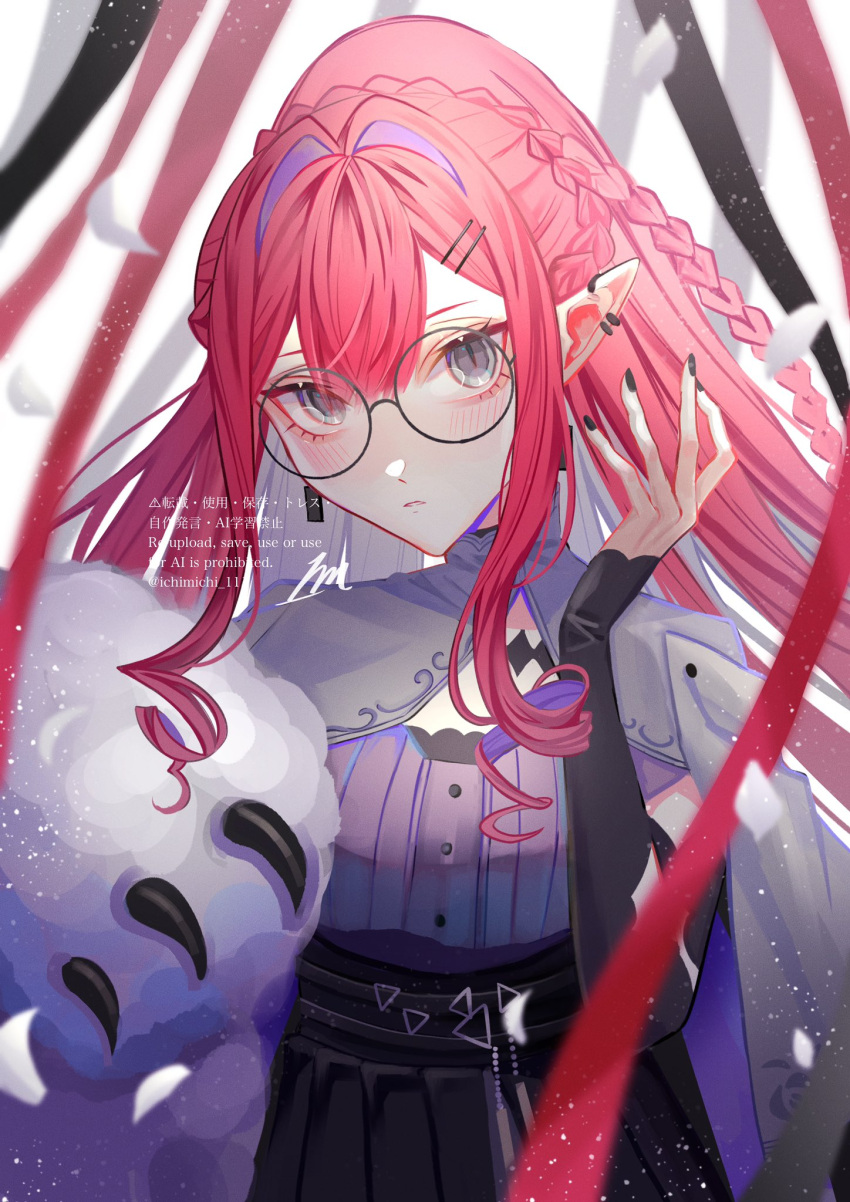 1girl, baobhan_sith_(fate), baobhan_sith_(swimsuit_pretender)_(fate), baobhan_sith_(swimsuit_pretender)_(second_ascension)_(fate), black_nails, blush, braid, capelet